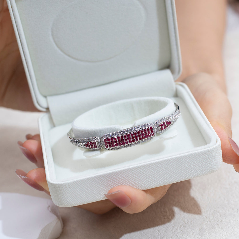 Ecob-613 | Crimson Vault Lab Ruby &amp; Diamond Bracelet in 18K Gold