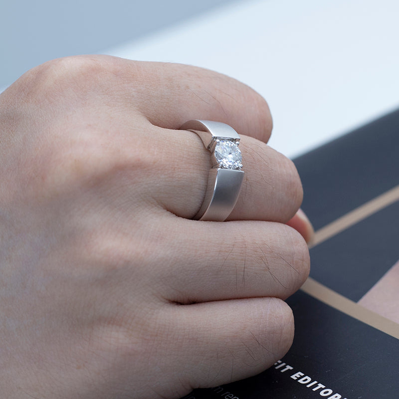 Harley-516: サイレント・アペックス – ラボグロウンダイヤモンドプロングセットリング（18Kホワイトゴールド）