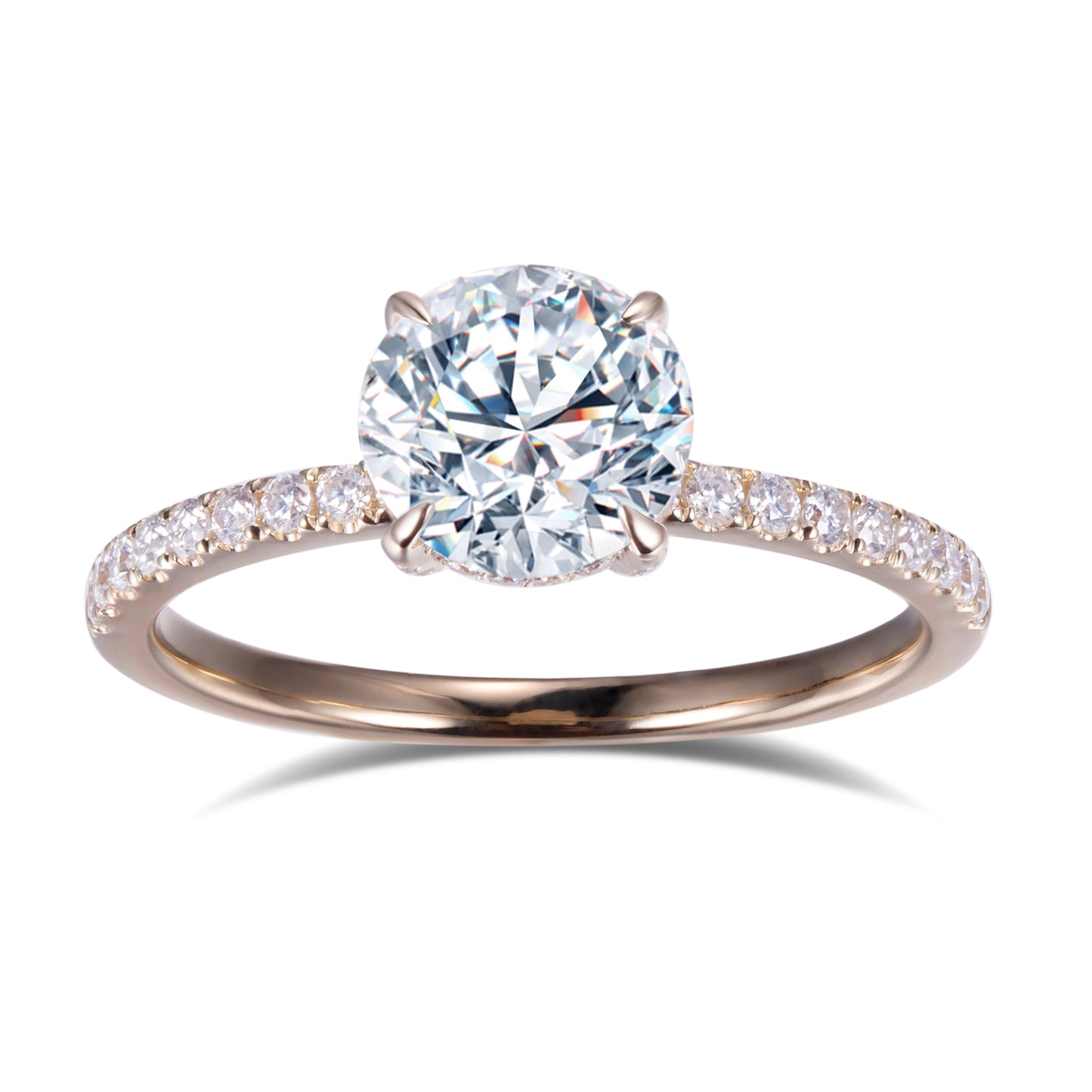 Eco-556: ゴールデンクラリティ – ラボグロウンラウンドダイヤモンドパヴェリング（18Kイエローゴールド） 