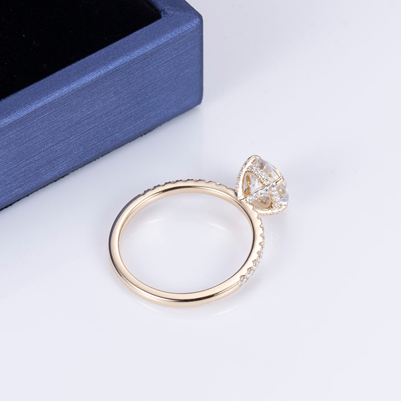 Eco-556: ゴールデンクラリティ – ラボグロウンラウンドダイヤモンドパヴェリング（18Kイエローゴールド） 