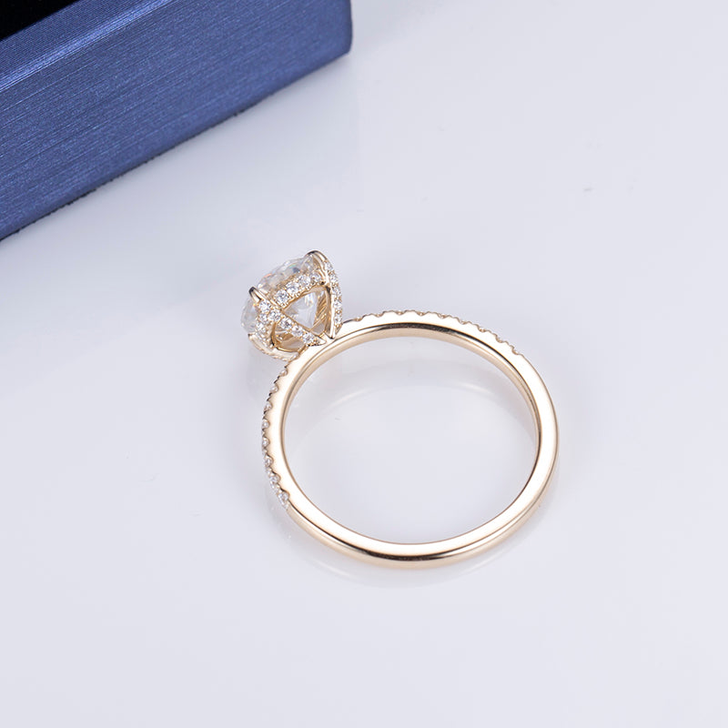 Eco-556: ゴールデンクラリティ – ラボグロウンラウンドダイヤモンドパヴェリング（18Kイエローゴールド） 