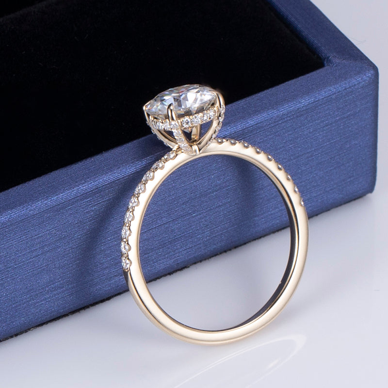 Eco-556: ゴールデンクラリティ – ラボグロウンラウンドダイヤモンドパヴェリング（18Kイエローゴールド） 