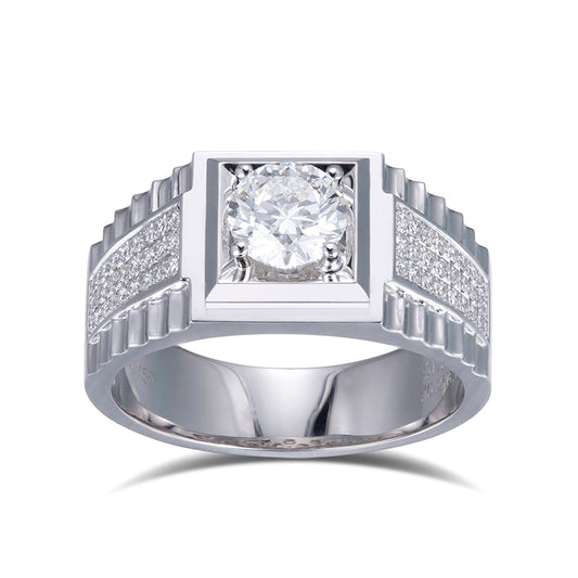 Harley-559: Apex Lineage – Anillo con bisel de diamantes cultivados en laboratorio en oro blanco de 18 quilates