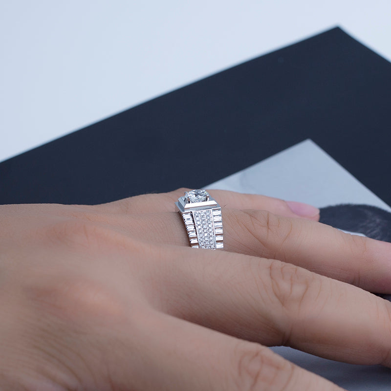 Harley-559: Apex Lineage – Lab-Grown Diamond Bezel Ring in 18K White Gold