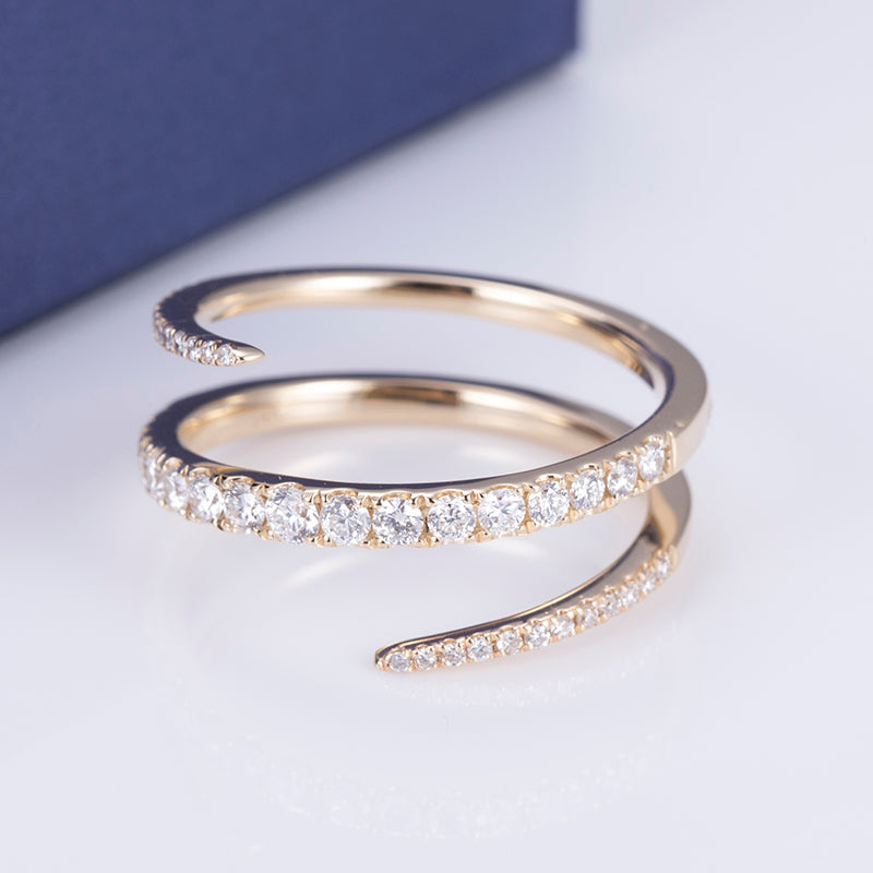 Eco-565: スパイラルラディアンス – 18Kゴールド製ラボグロウンダイヤモンドコイルリング