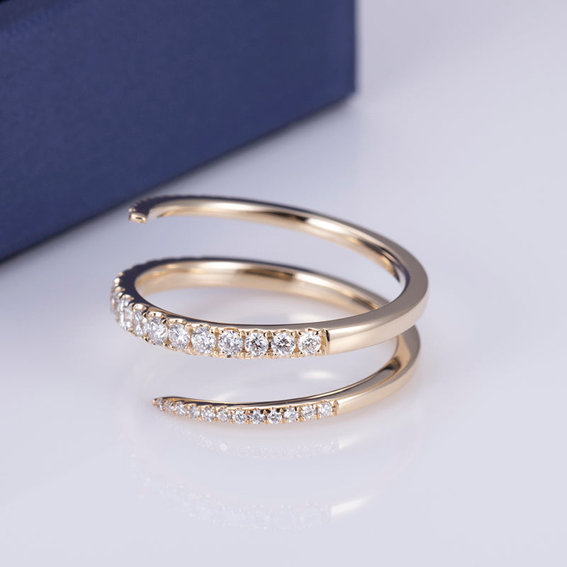 Eco-565: スパイラルラディアンス – 18Kゴールド製ラボグロウンダイヤモンドコイルリング