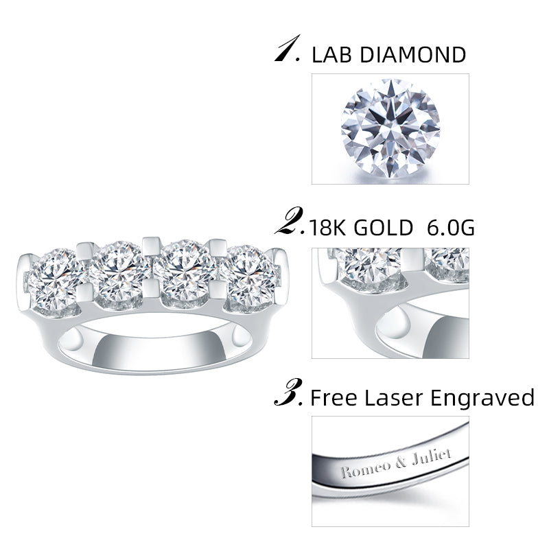 Eco-594: Cinco luces para la eternidad – Anillo de aniversario con diamantes cultivados en laboratorio en oro blanco de 18 quilates 