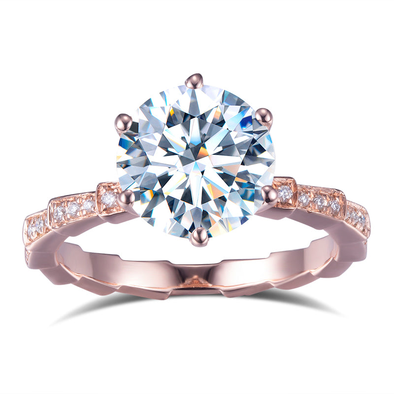 Eco-598: エンバーステップス – 18Kローズゴールドのラボグロウンラウンドダイヤモンドリング