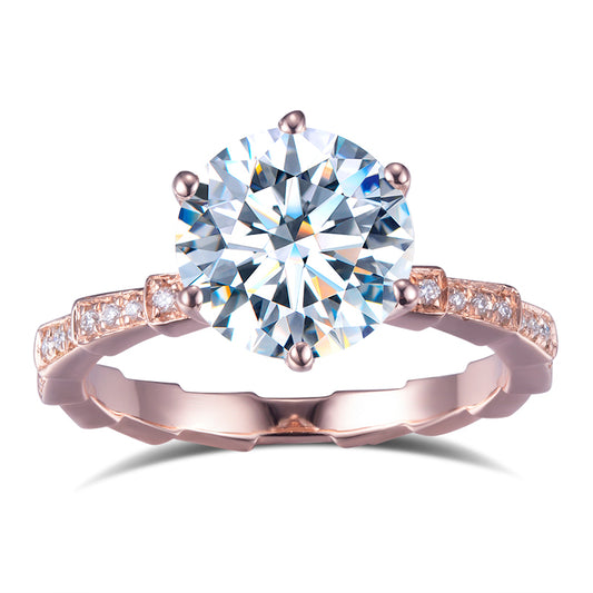 Eco-598: Ember Steps – Anillo de diamantes redondos cultivados en laboratorio en oro rosa de 18 quilates 