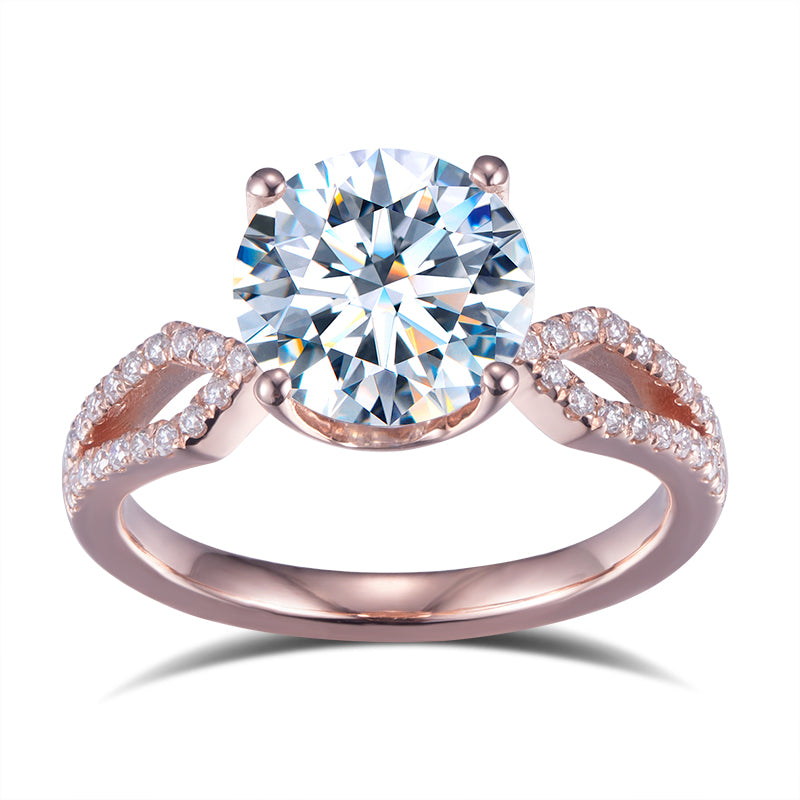 Eco-602: Llama Gemela – Anillo de diamantes cultivados en laboratorio con cuerpo dividido en oro rosa de 18 quilates 