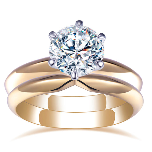 Eco-612: 永遠の絆 – 18Kゴールドのラボグロウンダイヤモンドブライダルセット