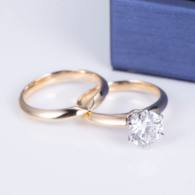 Eco-612: Unión Eterna – Conjunto nupcial de diamantes cultivados en laboratorio en oro de 18 quilates 