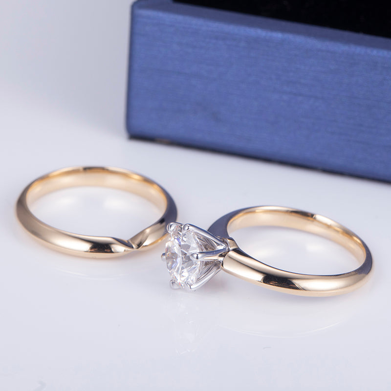 Eco-612: Unión Eterna – Conjunto nupcial de diamantes cultivados en laboratorio en oro de 18 quilates 