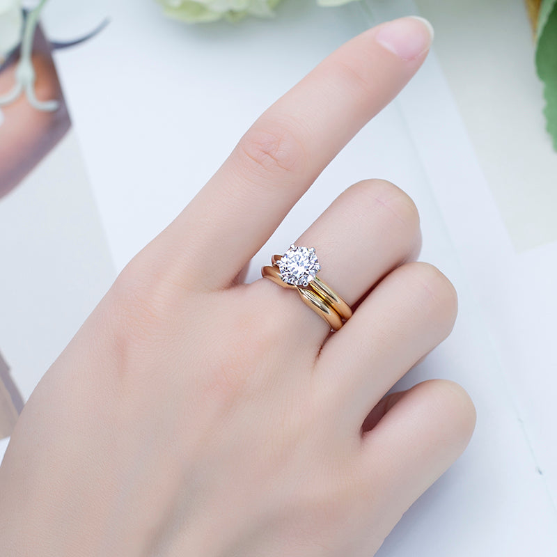 Eco-612: Unión Eterna – Conjunto nupcial de diamantes cultivados en laboratorio en oro de 18 quilates 