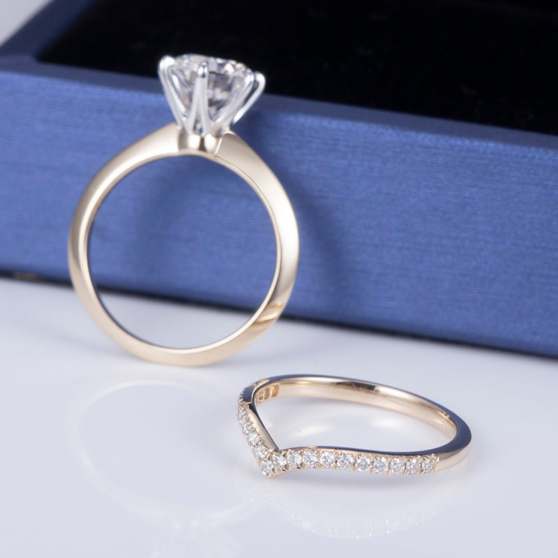 Eco-614: Golden Arc – Anillo de oro de 18 quilates con diamante ovalado y cuerpo dividido. 