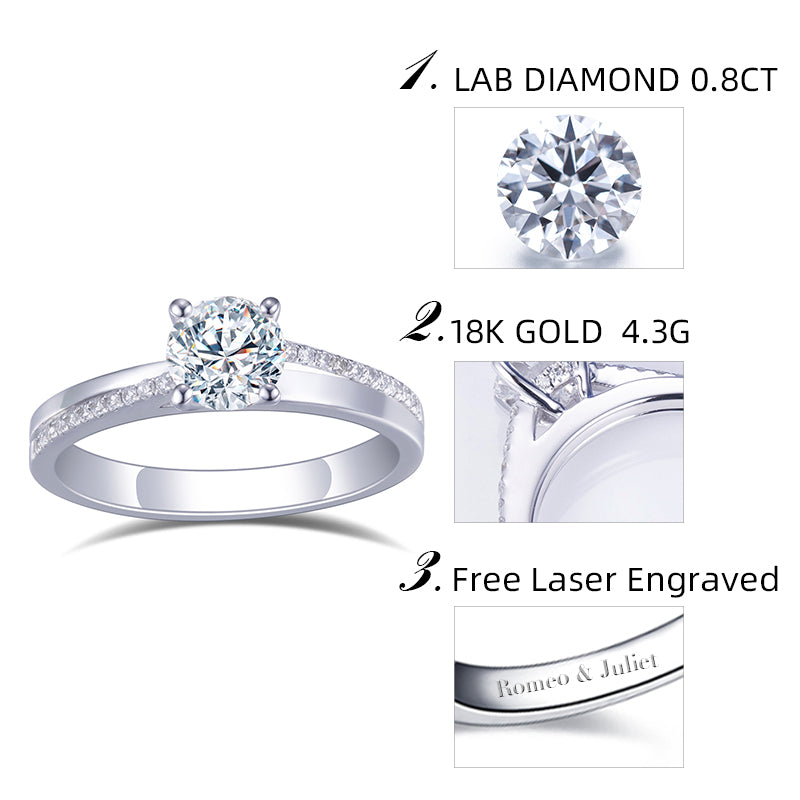 Eco-617: Susurro de Luz – Anillo solitario de diamante cultivado en laboratorio en oro blanco de 18 quilates 