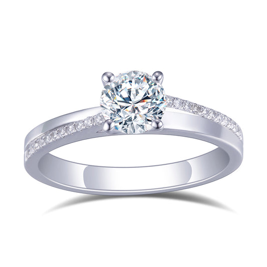 Eco-617: Susurro de Luz – Anillo solitario de diamante cultivado en laboratorio en oro blanco de 18 quilates 