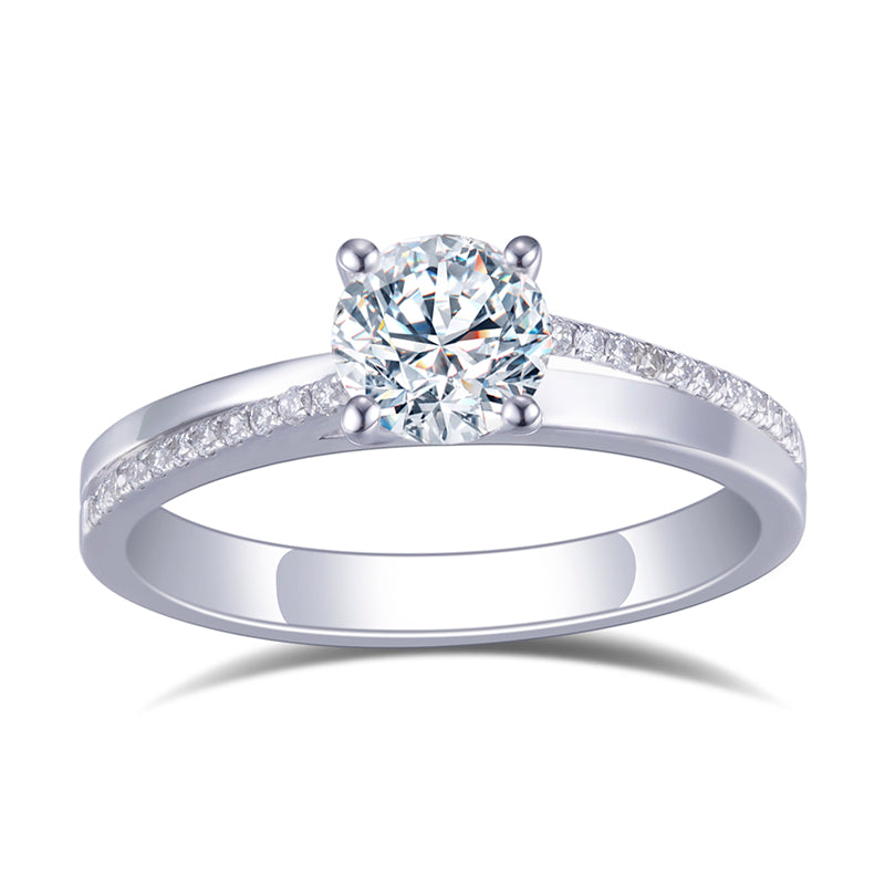 Eco-617: Susurro de Luz – Anillo solitario de diamante cultivado en laboratorio en oro blanco de 18 quilates 