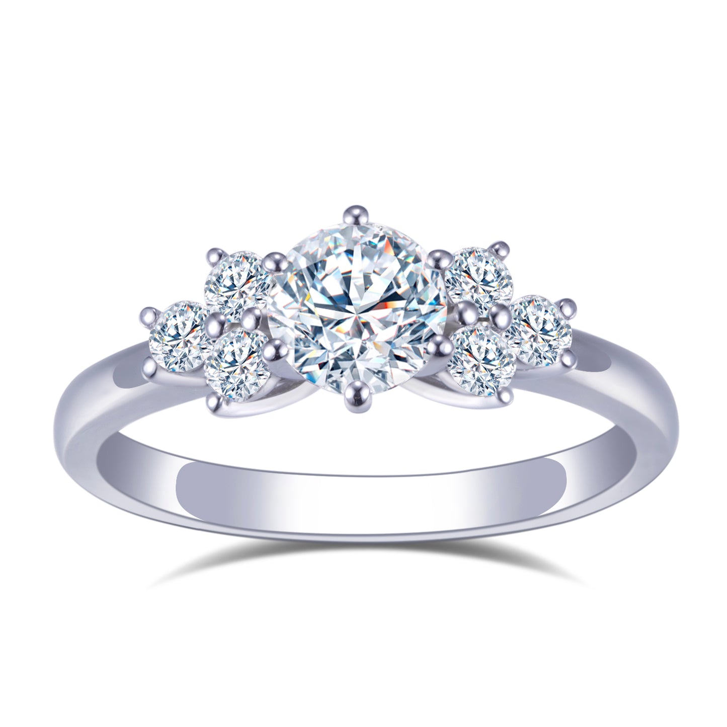 Eco-624: Resplandor armónico – Anillo de tres diamantes cultivados en laboratorio en oro blanco de 18 quilates 