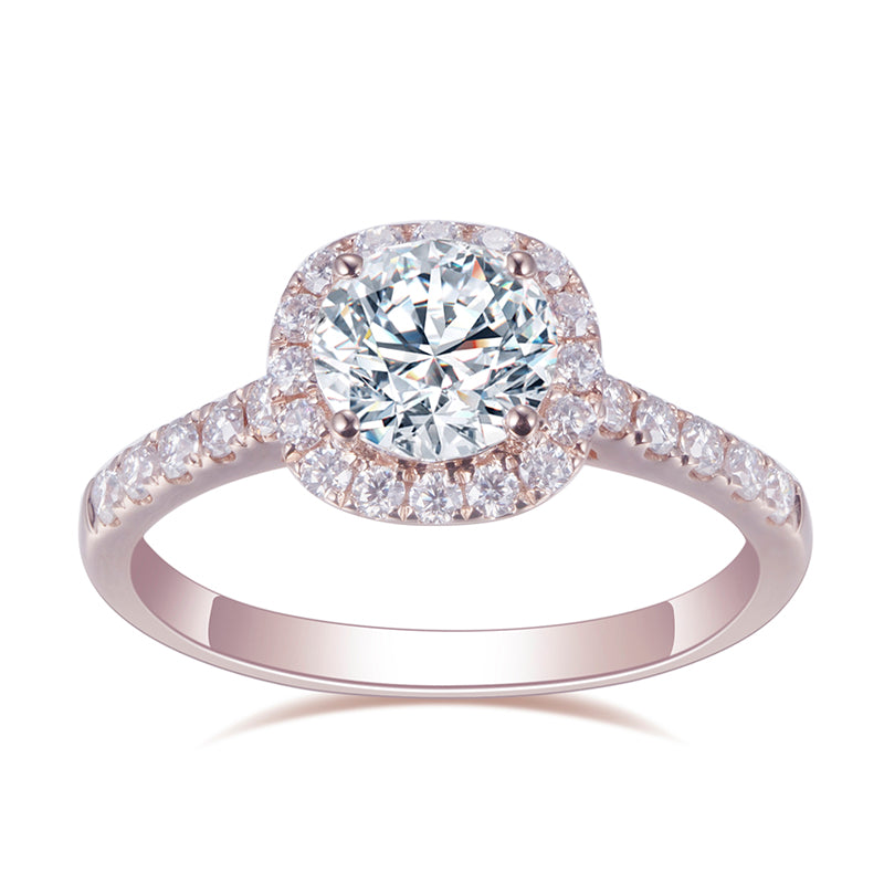 Eco-627: Blush Flame – Anillo con pavé de diamantes color champán cultivados en laboratorio en oro rosa de 18 quilates 