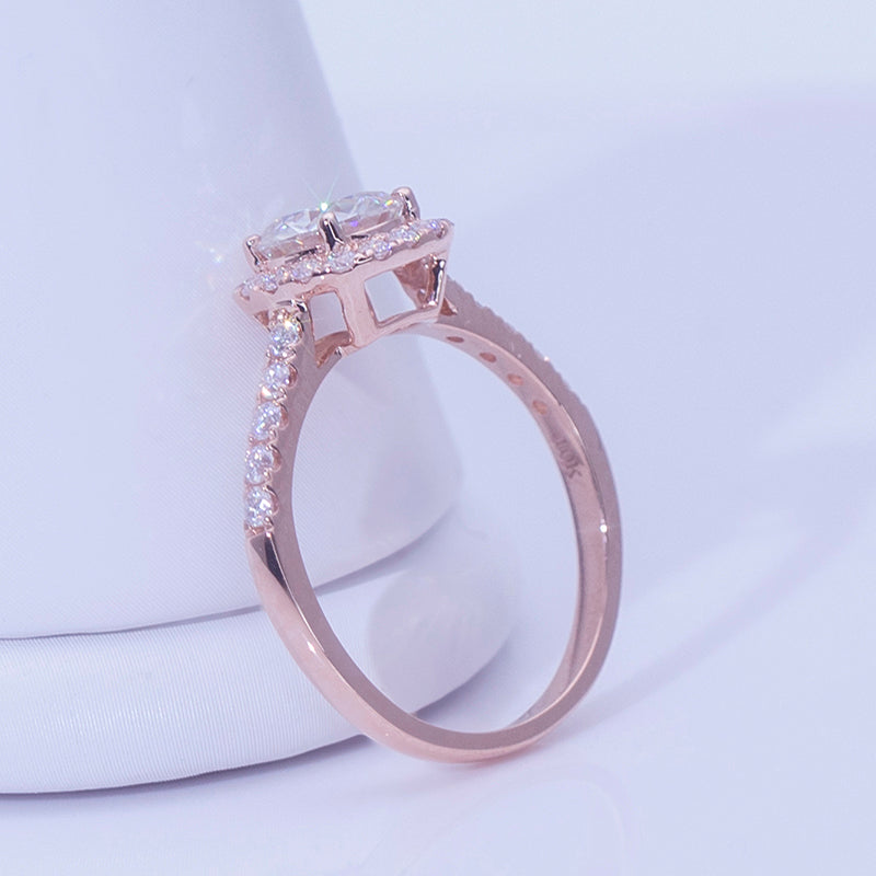 Eco-627: Blush Flame – Anillo con pavé de diamantes color champán cultivados en laboratorio en oro rosa de 18 quilates 
