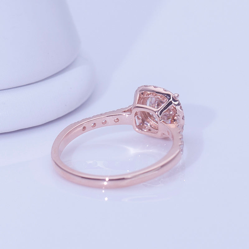 Eco-627: Blush Flame – Anillo con pavé de diamantes color champán cultivados en laboratorio en oro rosa de 18 quilates 