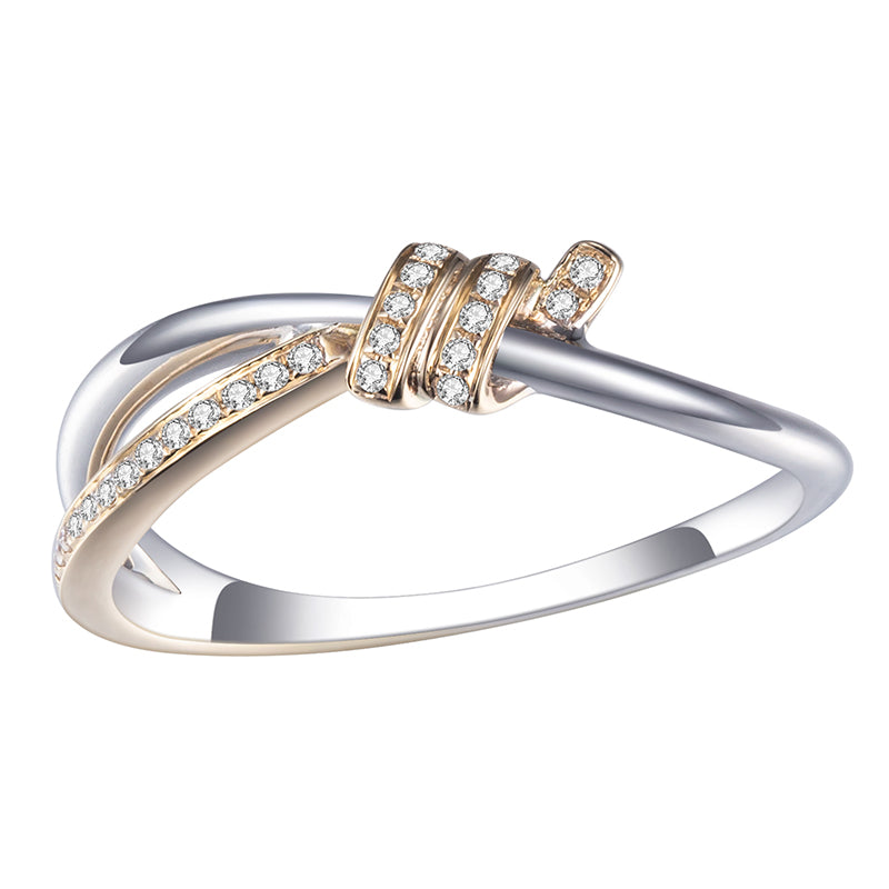 Eco-636: Atado a la Luz – Anillo de Nudo con Diamantes Cultivados en Laboratorio en Oro Blanco y Rosa de 18 K 