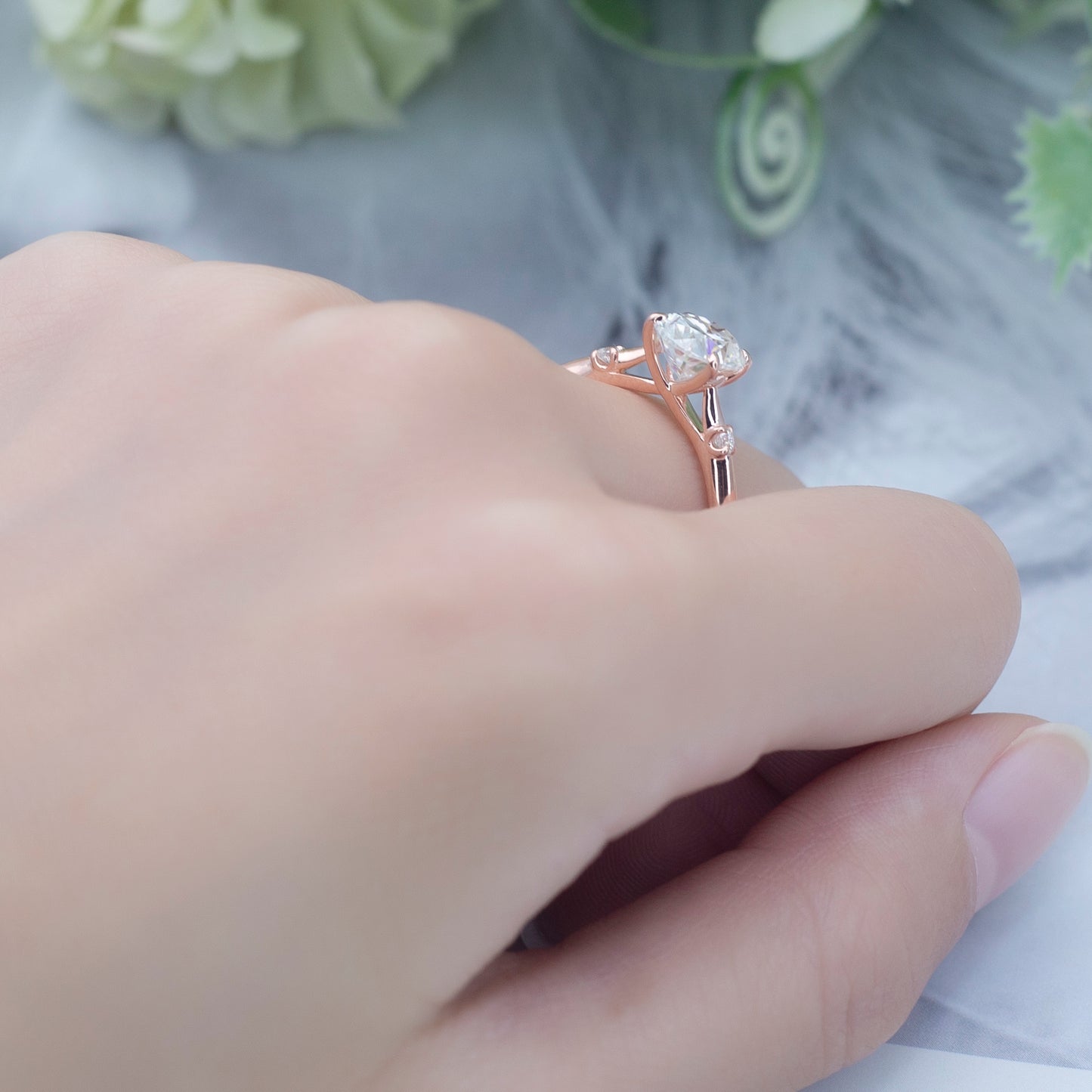 Eco-639: ハートライン・ラディアンス – 18Kローズゴールド製ラボグロウン・ハートダイヤモンドリング