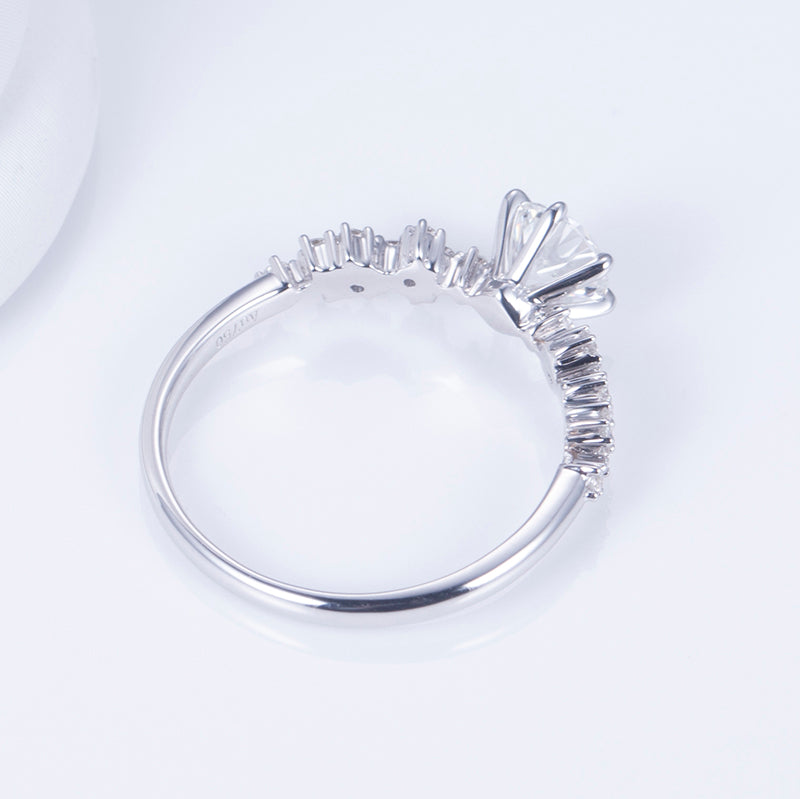 Eco-642: Starbloom – Anillo de diamantes cultivados en laboratorio en oro blanco de 18 quilates 