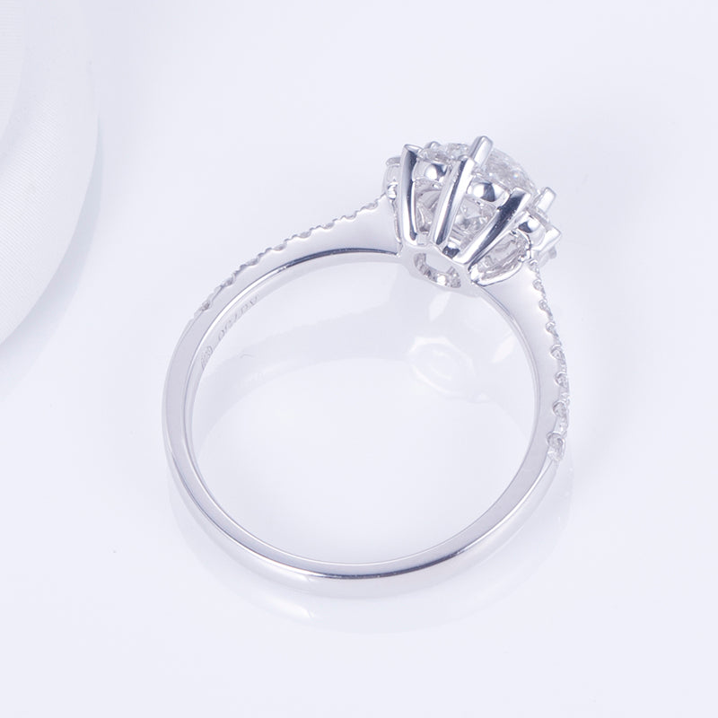 Eco-643: Bloomlight – ラボグロウンダイヤモンド フローラルハローリング 18Kホワイトゴールド