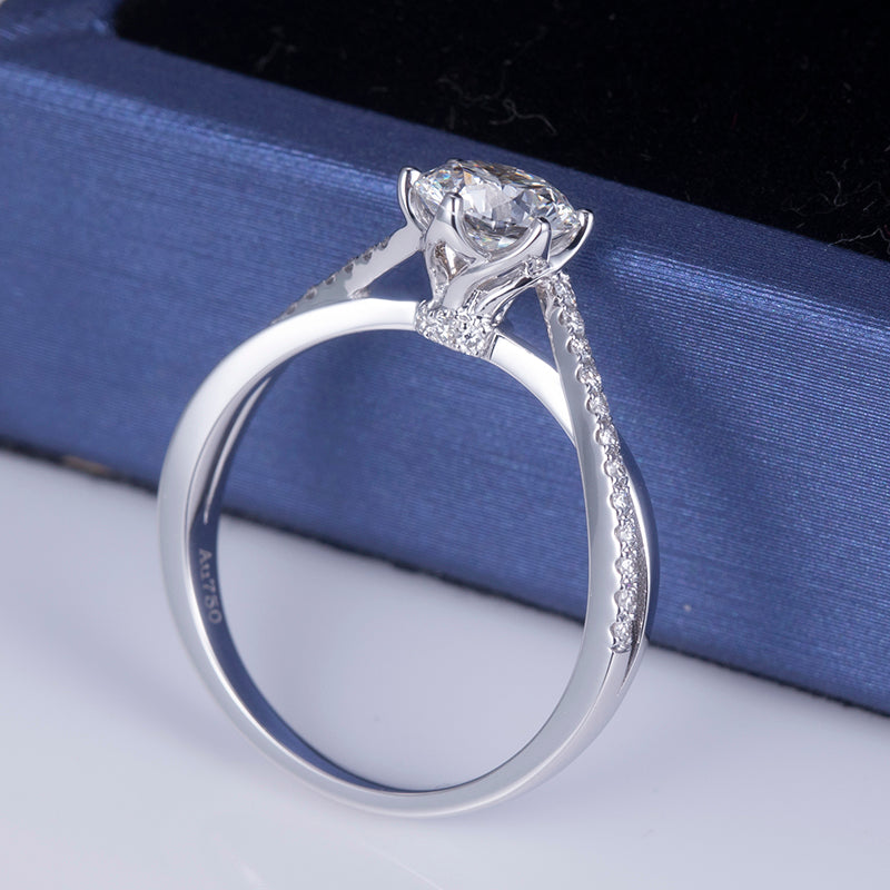 Eco-650: ツイステッドクラリティ – 18Kホワイトゴールドのラボグロウンダイヤモンドソリティアリング