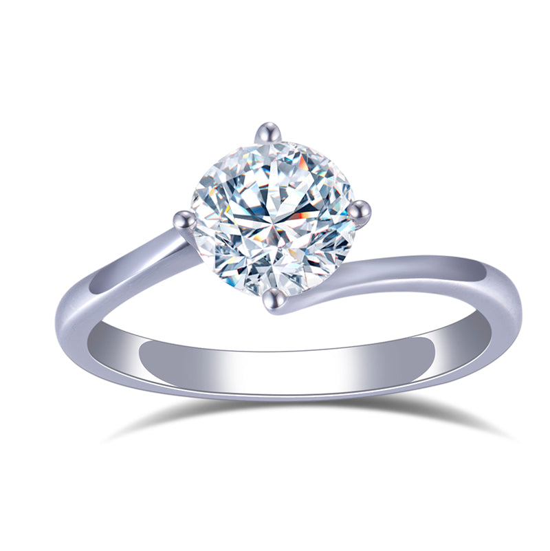 Eco-657: Quiet Orbit – Anillo solitario de diamantes cultivados en laboratorio en oro blanco de 18 quilates 