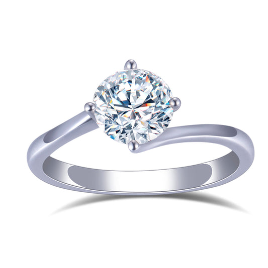 Eco-657: Quiet Orbit – ラボグロウンダイヤモンドソリティアリング（18Kホワイトゴールド） 