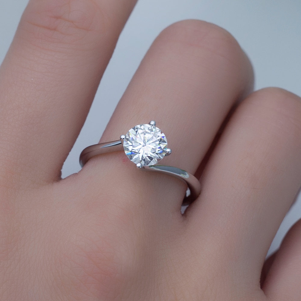 Eco-657: Quiet Orbit – Anillo solitario de diamantes cultivados en laboratorio en oro blanco de 18 quilates 