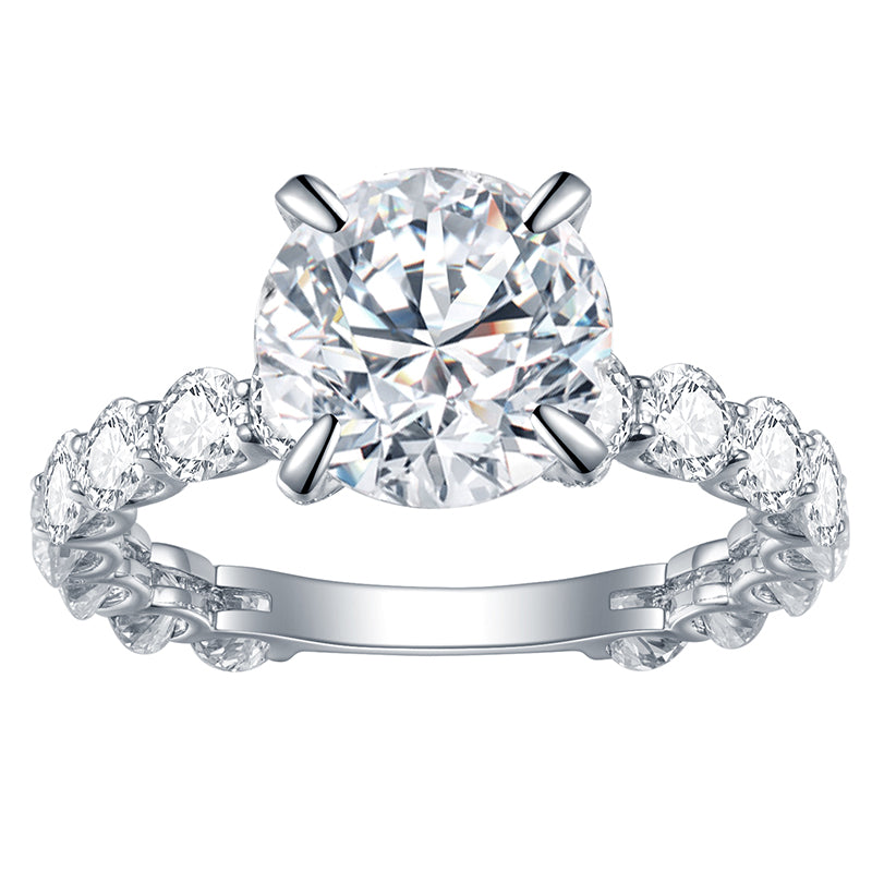 Eco-680: 永遠の輝き – ラボグロウンダイヤモンドパヴェソリティアリング（18Kホワイトゴールド）