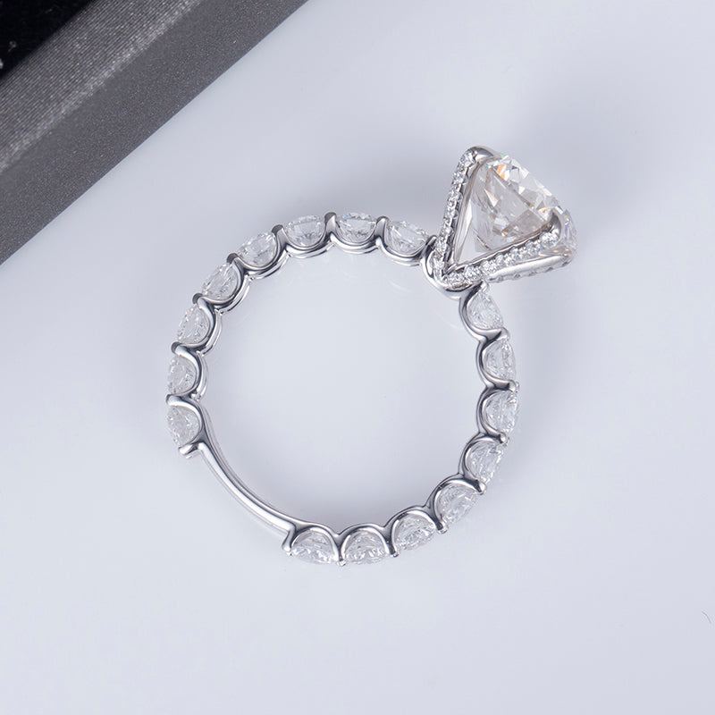 Eco-680: 永遠の輝き – ラボグロウンダイヤモンドパヴェソリティアリング（18Kホワイトゴールド）