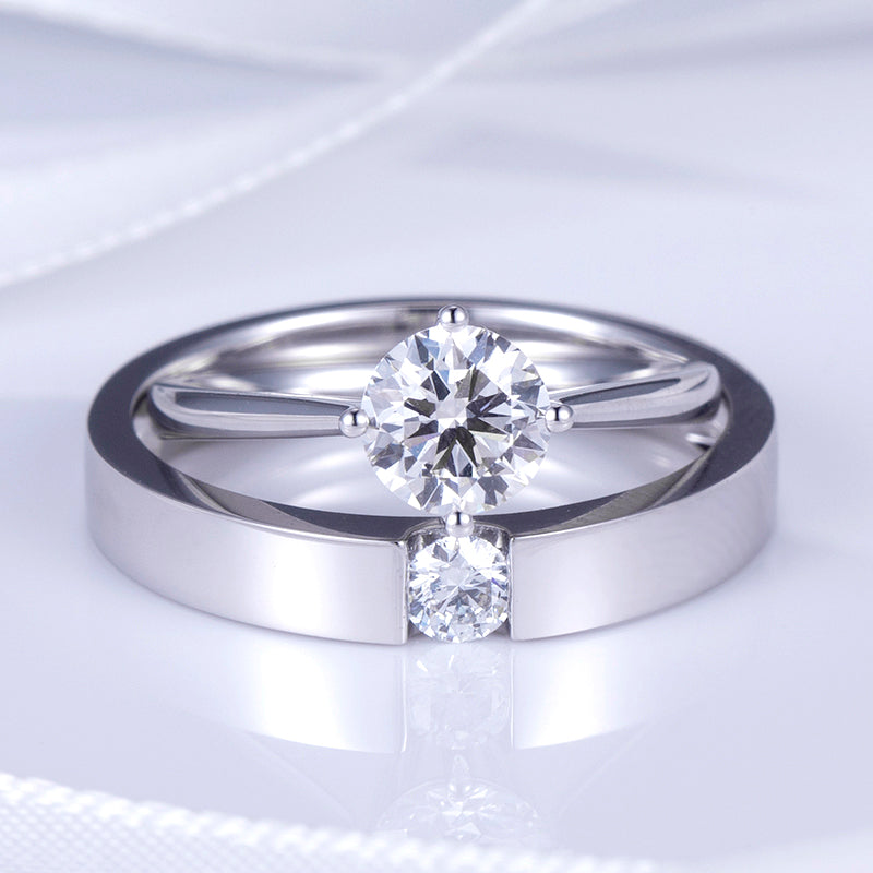 Eco-702: パラレル・ヴォウズ – ラボグロウンダイヤモンドのカップルリング（18Kホワイトゴールド）