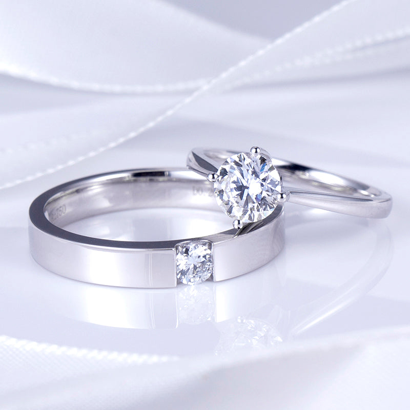 Eco-702: パラレル・ヴォウズ – ラボグロウンダイヤモンドのカップルリング（18Kホワイトゴールド）