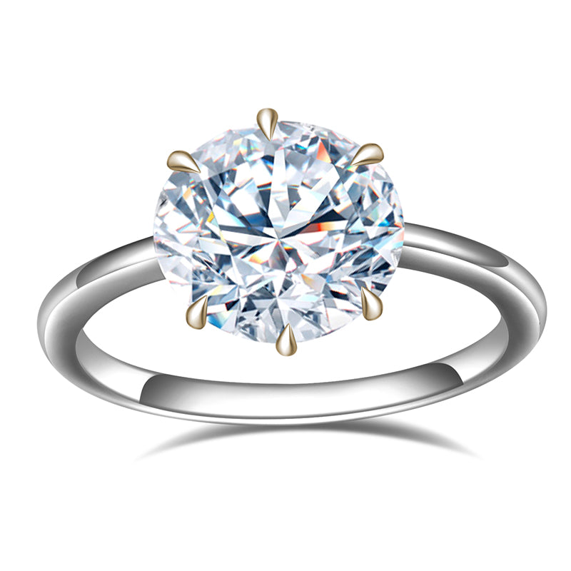 Eco-739: Corona de Claridad – Anillo solitario de diamantes cultivados en laboratorio en oro blanco de 18 quilates