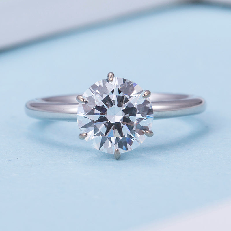 Eco-739: Corona de Claridad – Anillo solitario de diamantes cultivados en laboratorio en oro blanco de 18 quilates