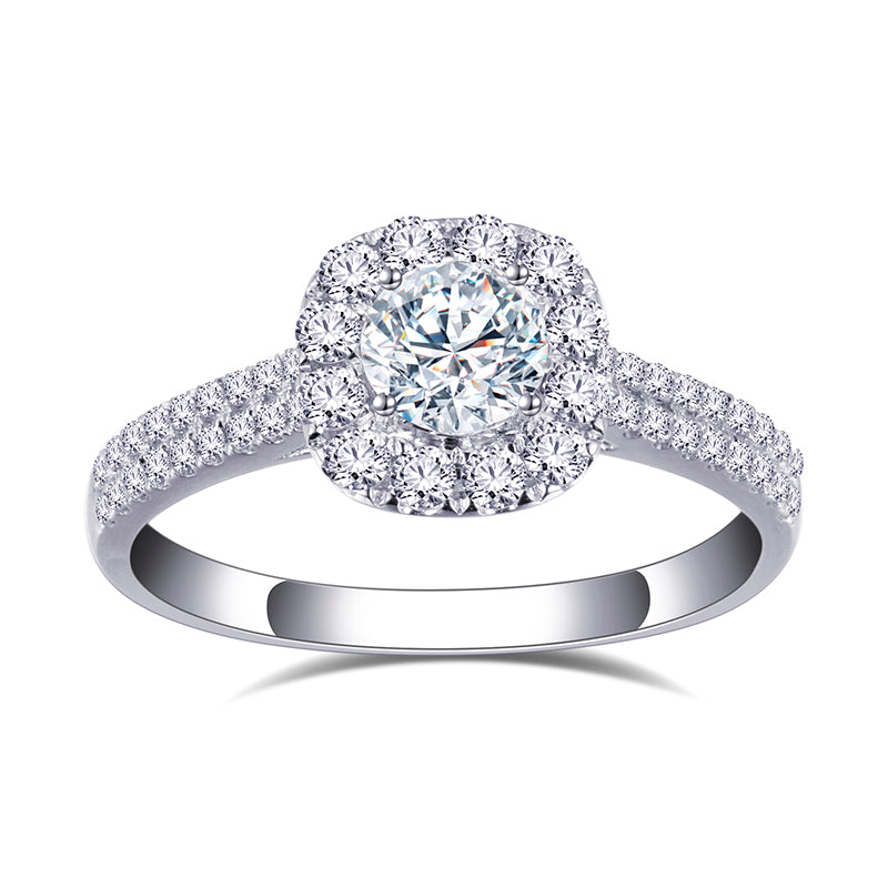 Eco-761: Bamboo Bloom – Anillo solitario de diamantes cultivados en laboratorio en oro blanco de 18 quilates