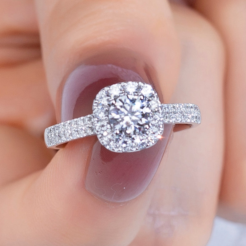 Eco-761: Bamboo Bloom – Anillo solitario de diamantes cultivados en laboratorio en oro blanco de 18 quilates