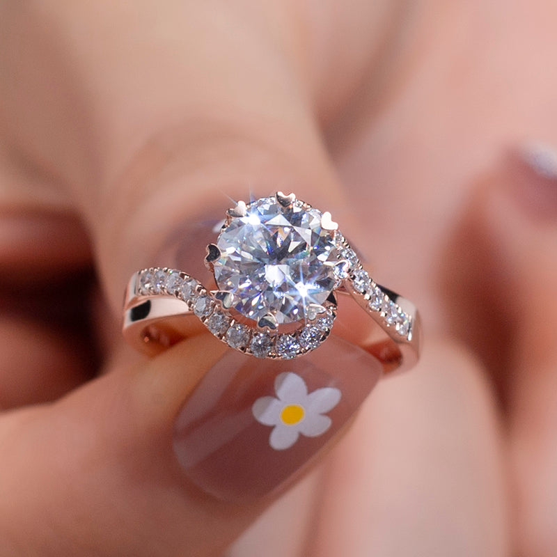 Eco-787: Heartline Twist – Anillo de oro rosa con diamantes cultivados en laboratorio de 18 quilates