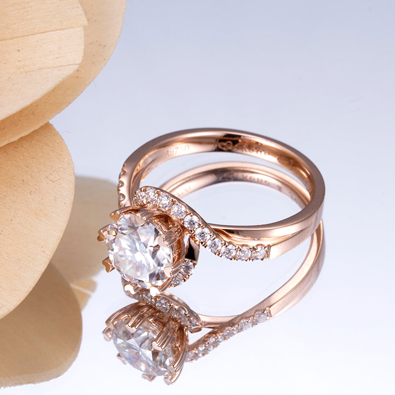 Eco-787: Heartline Twist – Anillo de oro rosa con diamantes cultivados en laboratorio de 18 quilates