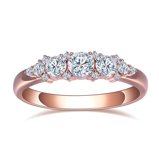 Eco-800: Ember Cascade – Anillo de oro rosa de 18 quilates con diamantes cultivados en laboratorio