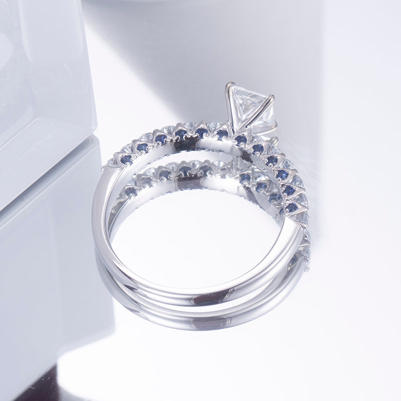 Eco-809: クラリティクラウン - 18Kホワイトゴールドのラボグロウンプリンセスダイヤモンドリング