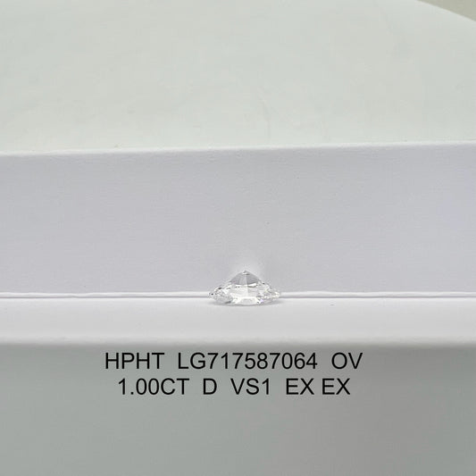 Oval Brilliant D VS1 EX 1ct HPHT Lab Grown Diamond with IGI Certificate LG717587064