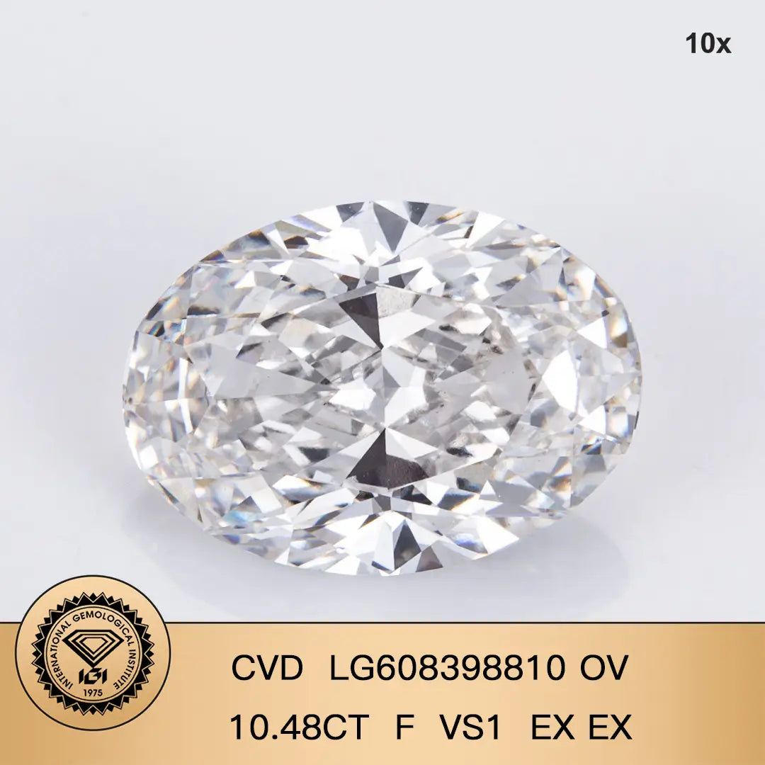Oval Brilliant F VS1 EX 10.48ct CVD Lab Grown Diamond with IGI Certificate LG608398810