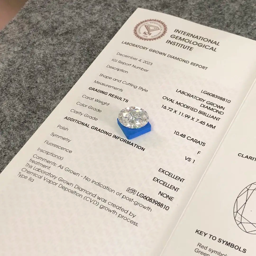 Oval-Cut  F VS1 EX 10.48ct CVD Lab Grown Diamond with IGI Certificate LG608398810
