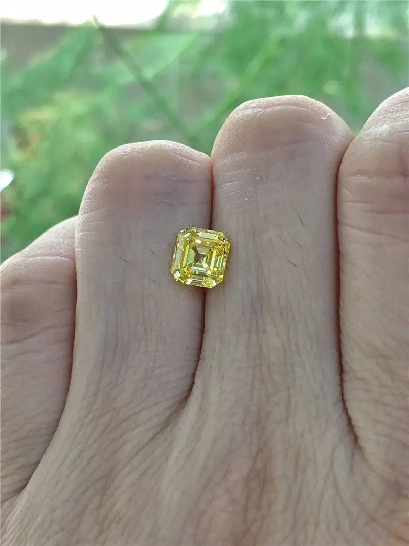 Asscher Cut Lab Diamond 1.62ct Fancy Vivid Yellow VS1 HPHT Yellow Lab Grown Diamond Yellow